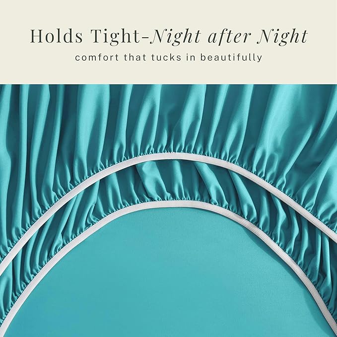 Hearth & Harbor Bed Linen Set - Split King Size, 6 Piece, Extra Deep Pocket, Microfiber, Teal