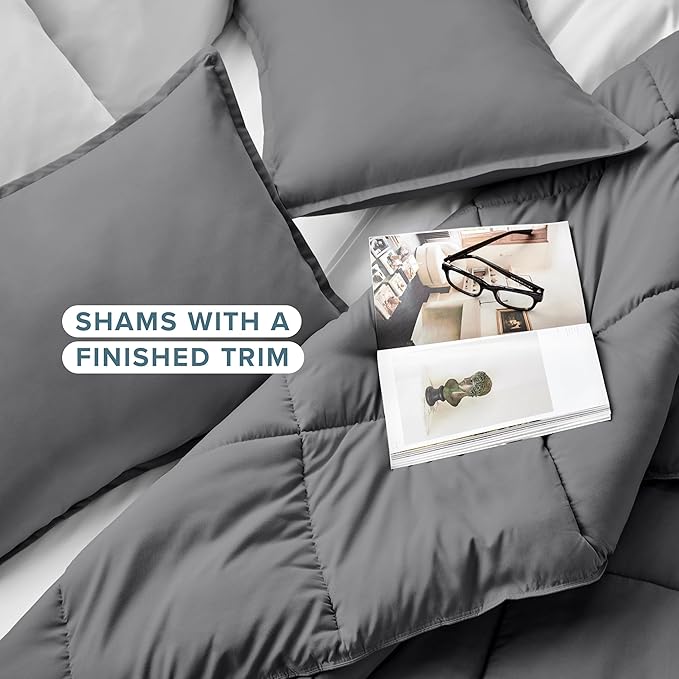 Bare Home Comforter Set - Oversized King Size - Ultra-Soft - Goose Down Alternative - Premium 1800 Series - All Season Warmth (Oversized King, Grey)