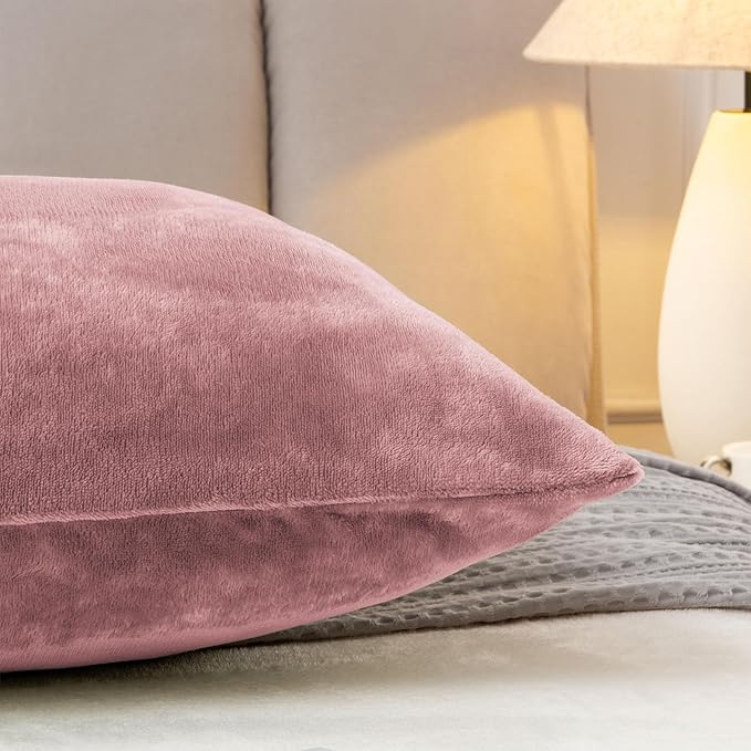 BEDELITE Body Pillow Cover with Zipper Closure, Super Soft and Cozy Fuzzy Fleece Pillowcase 20 x 54 Inches, Luxury Fluffy Plush Long Body Pillow Pillowcase for All Seasons(Dusty Pink)