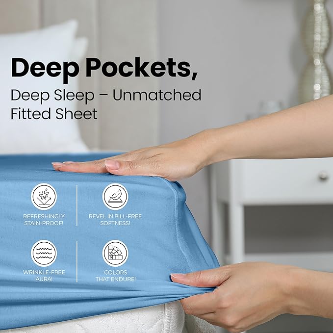 Utopia Bedding Queen Fitted Sheet - Bottom Sheet - Deep Pocket - Soft Microfiber - Shrinkage and Fade Resistant - Easy Care -1 Fitted Sheet Only (Dutch Blue)