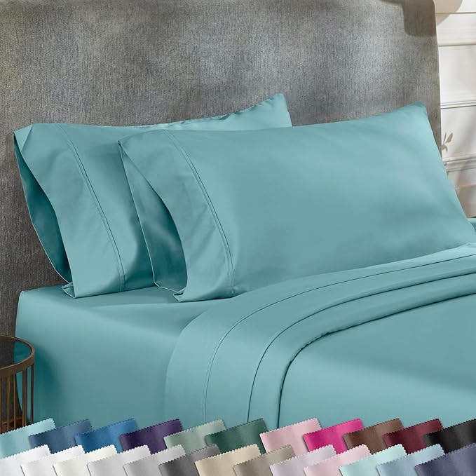California Design Den Soft King Size Pillow Cases, 100% Cotton Set of 2, Cool & Smooth, 400 Thread Count, Sateen Pillow Cases (Teal)
