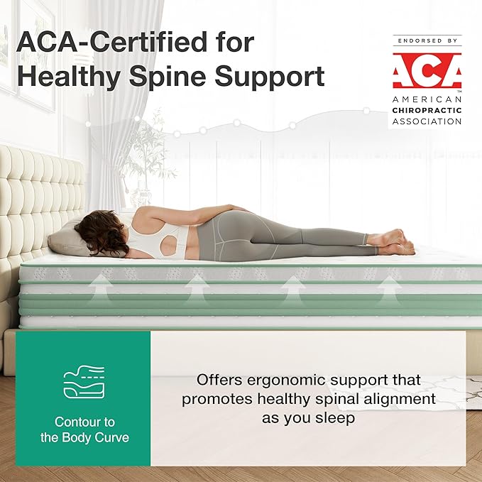 Novilla Queen Mattress, 14 Inch Queen Size Hybrid Mattress in a Box, Gel Memory Foam & Individual Pocket Springs, Motion Isolation, Cool Sleep & Pressure Relief, Medium Firm, CertiPUR-US