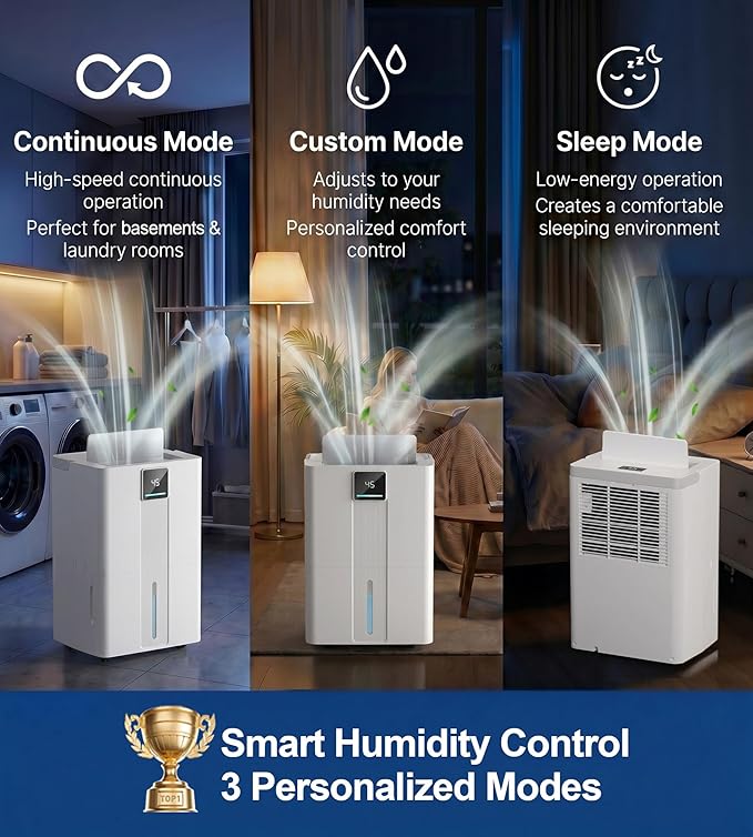Landeagle 3500 Sq. Ft Dehumidifiers for Home, Basement, Max 40 Pint/Day Dehumidifier with Drain Hose, Large Compressor Dehumidifier with Humidity Control, 24H Timer & Child Lock, for Bedroom, Bathroom