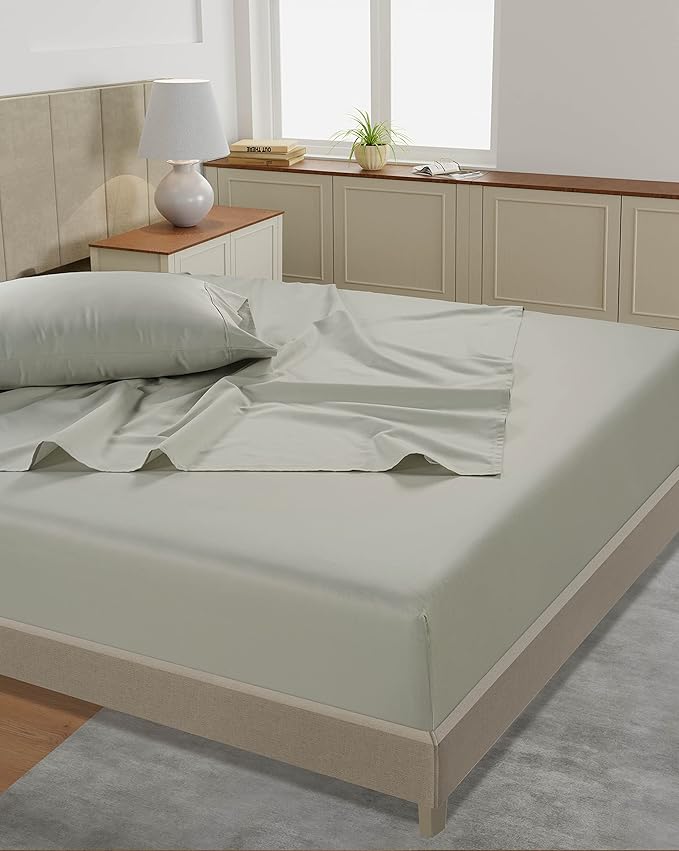 LANE LINEN 100% Cotton Bed Sheets – 450 Thread Count Cooling Sheets Queen, Durable Daily Use Bedding, Value Comfort for Night Rest, Hotel Sateen Finish, Snug Fit 15" Deep Pocket – Moonstruck