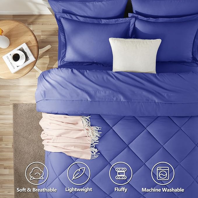 CozyLux King Size Comforter Set Very Peri - 7 Pieces Bed in a Bag King, Luxury Soft Bed Set for All Seasons, Bedding Set with Down Alternative Comforter, Sheets, Pillowcases & Shams