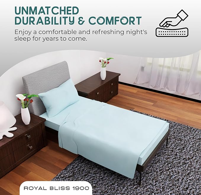 Twin Size Bedding - 3-Piece Set - Deep Pockets - Cooling Sheets - Soft & Comfortable for All-Season Use - Durable (Aqua)