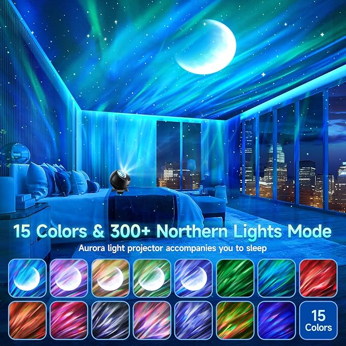 Staryou Birthday Gifts for Teen Girls & Boys - Northern Galaxy Light Projector with 15 White Noise Bluetooth Speaker, Trendy Stuff Aurora Night Light Bedroom Decor