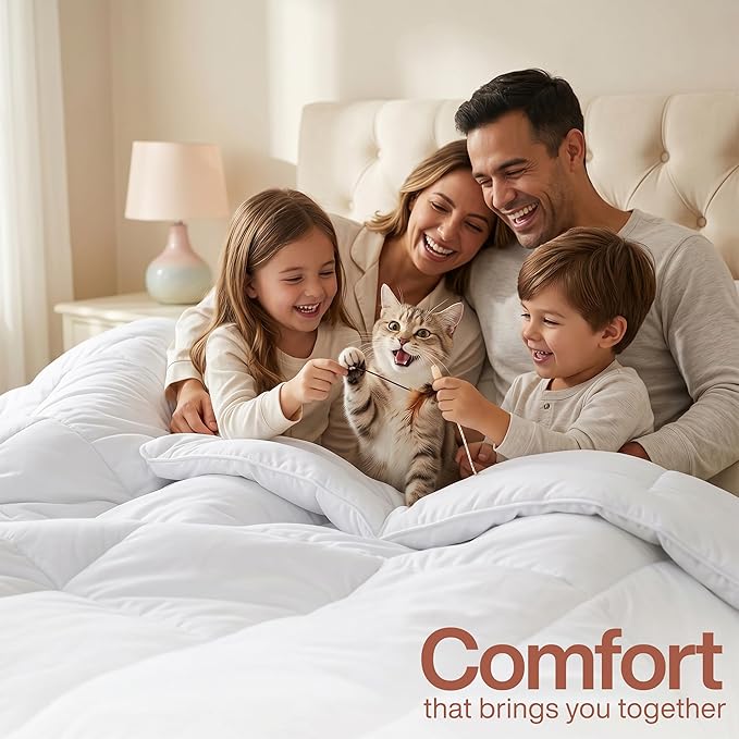 Utopia Bedding Comforters Twin XL Size, All Season Duvet Insert, Down Alternative Box Stitched Bed Comforter with Corner Tabs, Machine Washable (White)