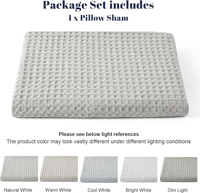 PHF Ultra Soft Waffle Weave Body Pillowcase with Zipper, No Insert, 1Pack 20" x 54" Pillow Sham, Breathable & Skin-Friendly Body Pillow case, Stylish Decorative Bed Pillow Cover, Light Grey