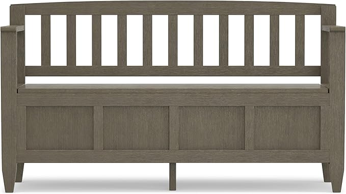 SIMPLIHOME Brooklyn Entryway Storage Bench - 48 inch Wide Solid Wood Hallway Bench in Farmhouse Grey, Contemporary Mudroom Bench for Entry or Foyer with Lift-Up Lid and Spacious Hidden Storage