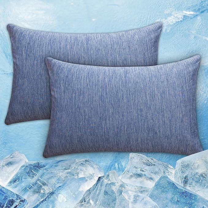 CHOSHOME Cooling Pillow Cases Zipper Pillow Covers Q-Max > 0.45 Zippered Pillowcases for Hot Sleepers, Soft, Breathable, Skin-Friendly, 4 Pack (Standard, 20"x26", Blue)