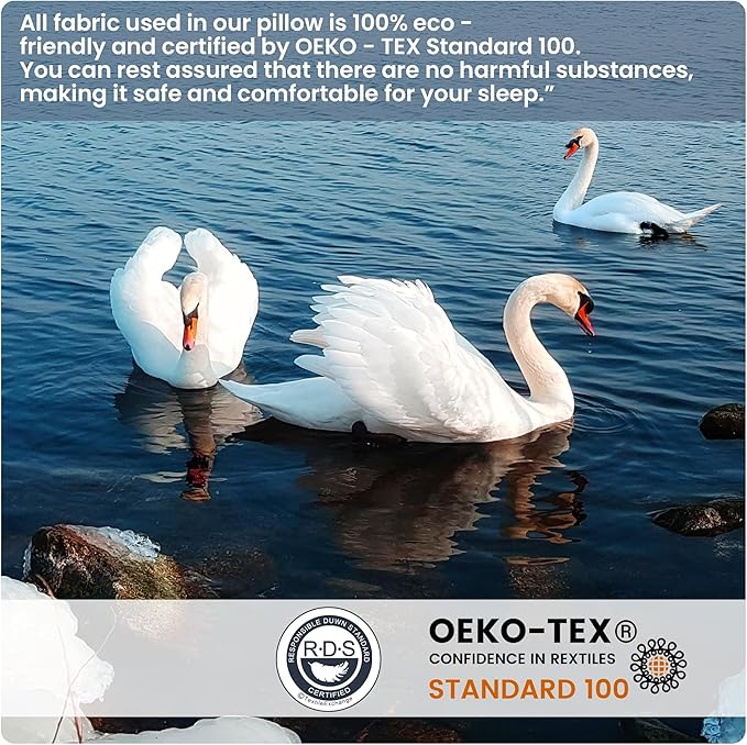 White Goose Down Pillow, Feather and Down Hotel Pillows with 100% Cotton Shell for Side and Back Sleepers, Soft Down Pillows for Neck Support, All Season Bed Pillow