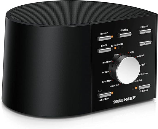 Adaptive Sound Technologies Sound + Sleep - White Noise Machine for Focus Support - Convenient Sleep Timer - Built-in Headphone Jack - Precision Volume Settings - Speech Privacy - Black