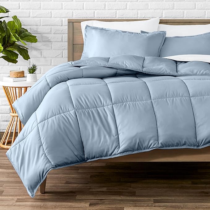 Bare Home Comforter Set - Full Size - Ultra-Soft - Goose Down Alternative - Premium 1800 Series - All Season Warmth (Full, Dusty Blue)