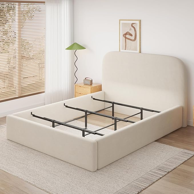 Bed Slats Center Support System - 3 Cross Rails and 6 Adjustable Legs,Replacement Support Legs for Full,Queen and King,California King Metal/Wood/Upholstered Bed