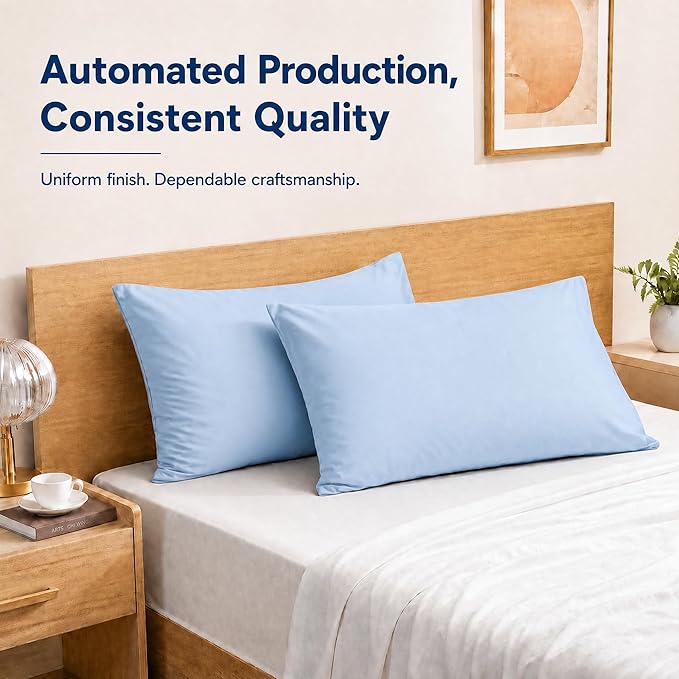 ZPECC Pillow Cases King Size Set of 4, 20x36 Envelope Closure Pillowcases, Soft Plain Brushed Microfiber Covers Hypoallergenic Breathable, Light Blue