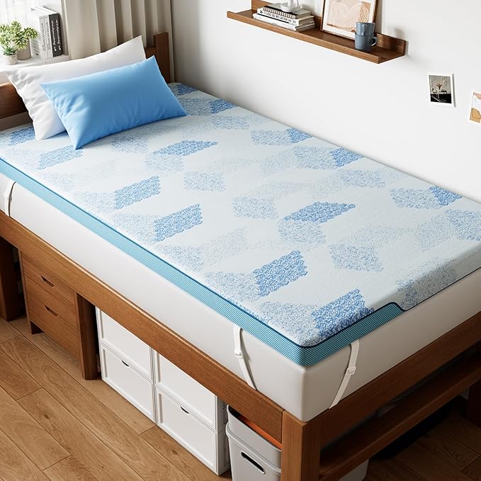 PERLECARE Twin XL Mattress Topper -3 Inch Cooling Gel Memory Foam Bed Topper with Bamboo Cover, Soft & Supportive, Pressure Relief, Removable and Washable, Made with CertiPUR-US® Certified & Oeko-Tex