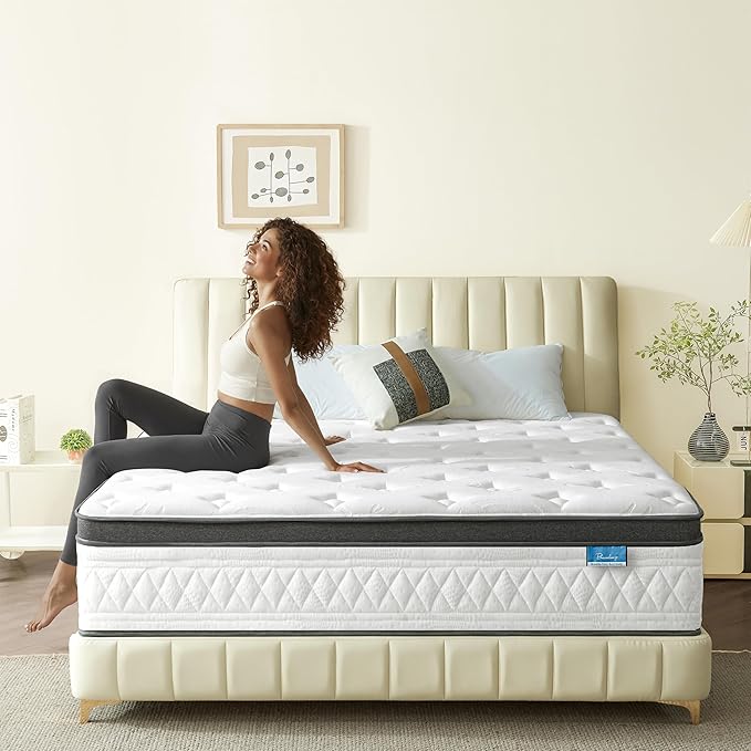 Queen Mattress, 12 Inch Cooling Hybrid Queen Size Mattress in a Box, Medium Firm with Gel Memory Foam & Pocket Coils, Motion Isolation, Pressure Relief, CertiPUR-US