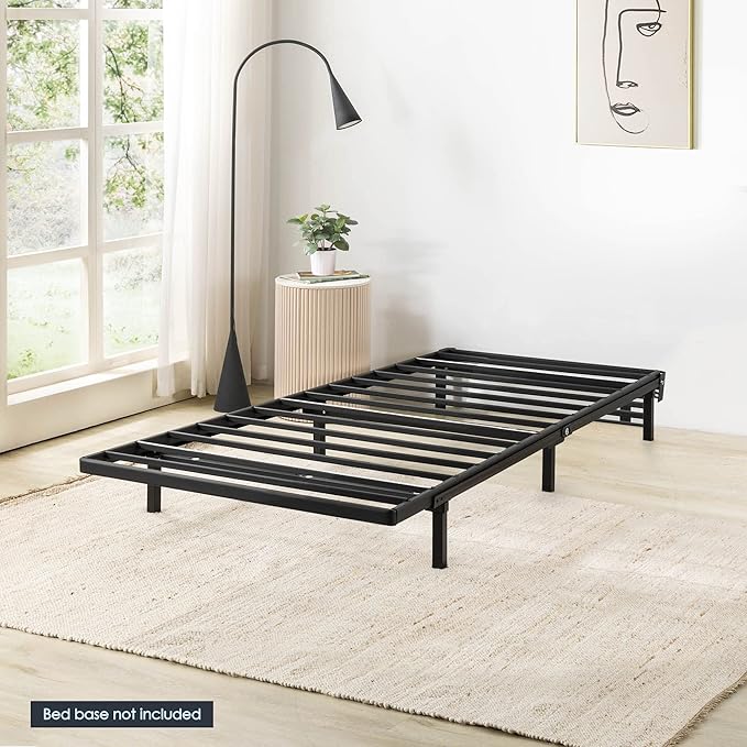 Mellow 1.6 Inch Metal Bunkie Board Mattress Support for Bed Frames, Box Spring or Bed Slat Replacement, Easy Assembly, Twin, Black