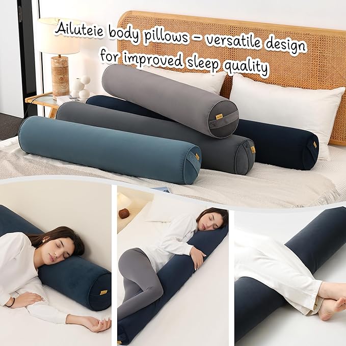 Body Pillow for Adults,Long Round Pillow,Big Cylindrical Pillow,Large Full Bolster Pillows for Side Sleepers (Teal Blue, 47.24"*7.87")