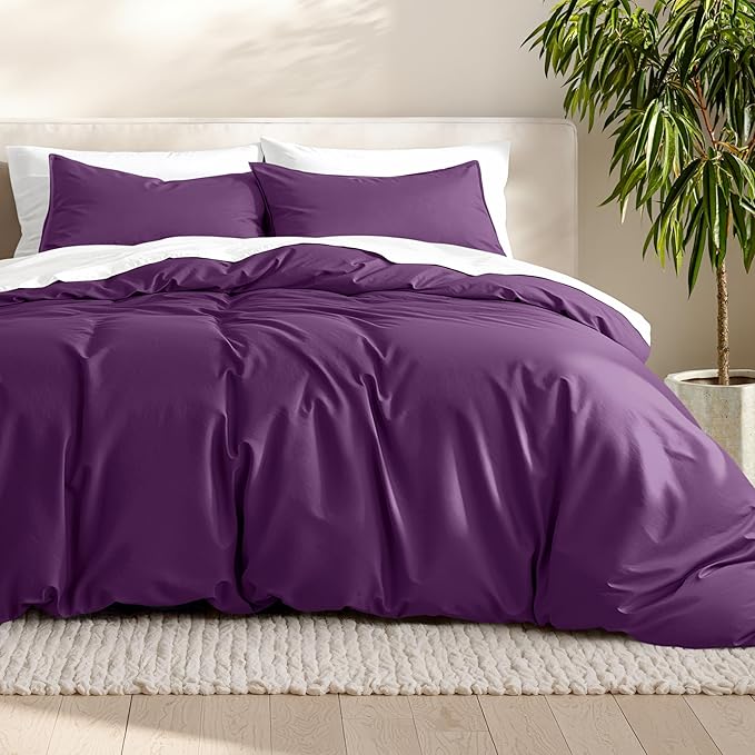 Bare Home Bedding Duvet Cover King Size - Premium 1800 Super Soft Collection - Lightweight, Cooling - Soft Breathable Bedding Duvet Cover (King, Plum)
