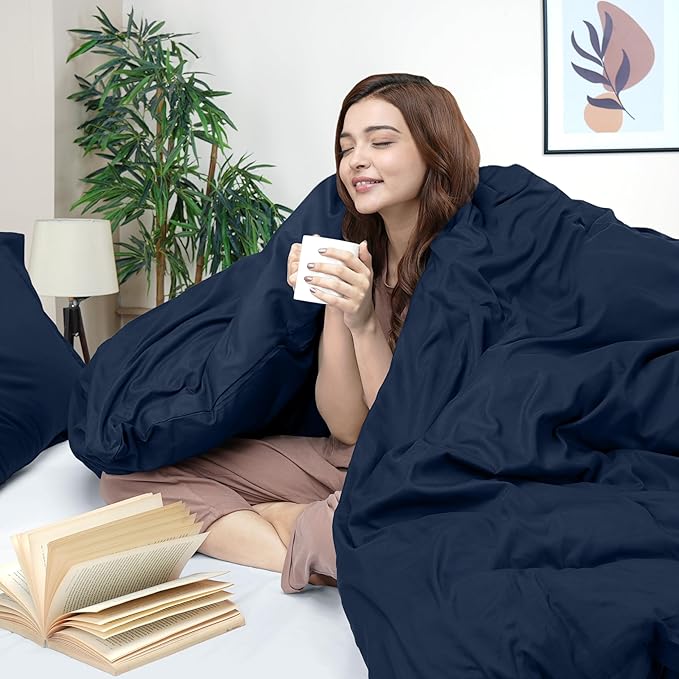 Utopia Bedding Duvet Cover Full Size - 3 Piece with Zipper Closure - 1 Comforter Cover 80X90 Inches & 2 Pillow Shams 20X26 Inches (Navy) Comforter Not Included
