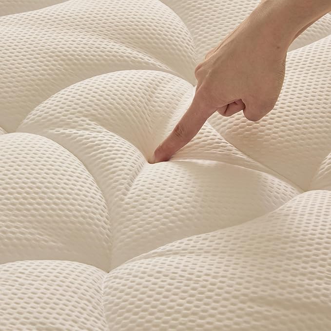 SLEEP ZONE Cooling Queen Mattress Topper, Premium Zoned Cool Mattress Pad Cover, Padded Mattress Protector Breathable Washable, Deep Pocket 8-21" (Beige, Queen)