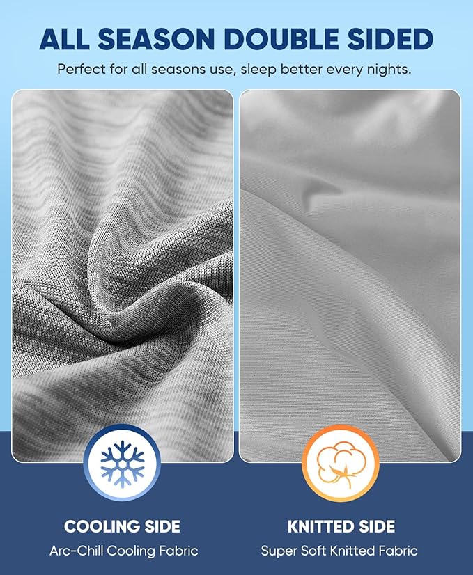 LUXEAR 2 Pack Cooling Pillow Cases King Size, Arc-Chill Q-Max > 0.5 for Hot Sleepers, Hair & Skin Friendly, Double-Sided, Machine Washable, Hidden Zipper, Gift for Women Men, 20x36, Gray