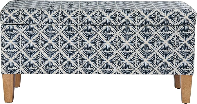 HomePop Large Decorative Storage Bench - Blue Geometric Pattern