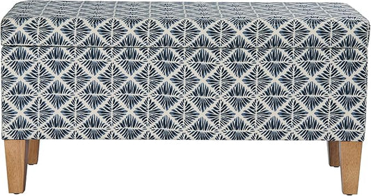 HomePop Large Decorative Storage Bench - Blue Geometric Pattern