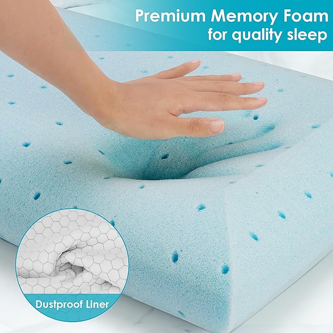 CushyOasis Memory Foam Pillows for Side, Back and Stomach Sleepers, Set of 2, Bed Pillow with Washable Cover and Breathable Mesh, Bed Pillow for Sleeping (Light Grey，King Size)
