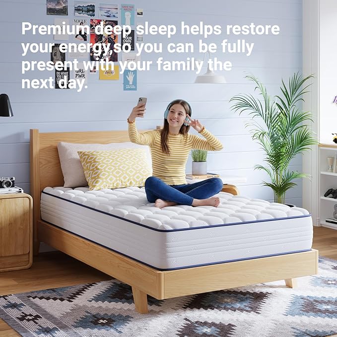Avenco 8 Inch Full Size Mattress in a Box, Hypoallergenic & Back Pain Relief, Hybrid Full Mattresses Fiberglass Free CertiPUR-US Certified Colchones No Box Spring Needed