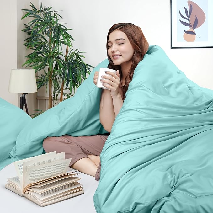 Utopia Bedding Duvet Cover Twin Size - 2 Piece with Zipper Closure - 1 Comforter Cover 68X90 Inches & 1 Pillow Sham 20X26 Inches (Spa Blue) Comforter Not Included