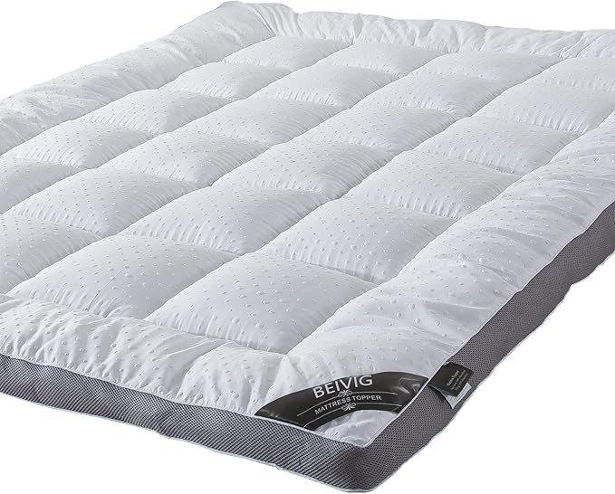Mattress Topper Queen Mattress Pad Protector - Quality Plush Luxury Down Alternative Pillow Top - Extra Thick Mattress Cover(Queen Size), White