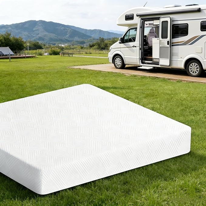 Sunny Heart 10 Inch Short King RV Memory Foam Mattress, Medium Firm Bed Mattress with Breathable and Removable Cover, Pressure & Pain Relief | in a Box | Fiberglass Free | CertiPUR-US Certified