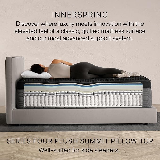 Beautyrest Black Series Four 17.25" Plush Summit Pillow Top Full Mattress - Breathable, Cooling, and Supportive - CertiPUR-US Certified, 100-Night Sleep Trial, and 10-Year Limited Warranty