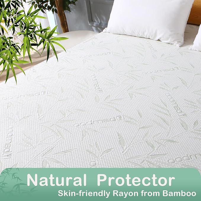 Twin XL Mattress Protector Waterproof Mattress Pad Washable Bamboo Rayon Mattress Cover Breathable Noiseless Bed Protector 5" - 21'' Elastic Fitted Deep Pocket