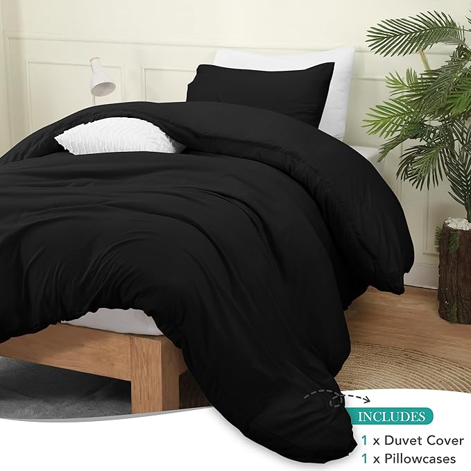 Utopia Bedding Duvet Cover Set with Pillowcases- 2 Pieces Bedding Duvet Cover with Zipper Closure - 1 Duvet Cover with 1 Pillow Sham - Soft Brushed Microfiber (Twin/Twin XL, Black)