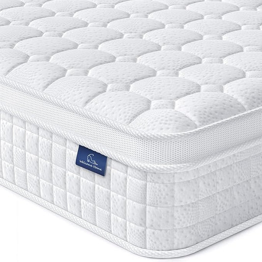 Vesgantti Full Mattress 10 Inch Innerspring Multilayer Hybrid Full Mattresses - Ergonomic Design with Memory Foam and Pocket Spring Mattress Full Size, Medium Firm Feel, White