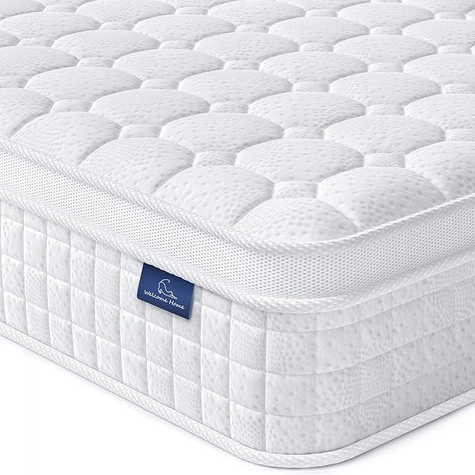 Vesgantti 12 Inch Multilayer Hybrid Twin Mattress - Multiple Sizes & Styles Available, Ergonomic Design with Memory Foam and Pocket Spring, Medium Firm Feel, White