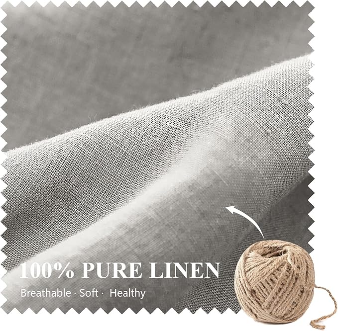 Simple&Opulence 100% Linen Lumbar Pillow Cover 12 x 20 Inches Set of 2 Rectangular Decorative Throw Cushion Cover for Couch Sofa Bed Living Room Office Soft Breathable Farmhouse - Light Grey