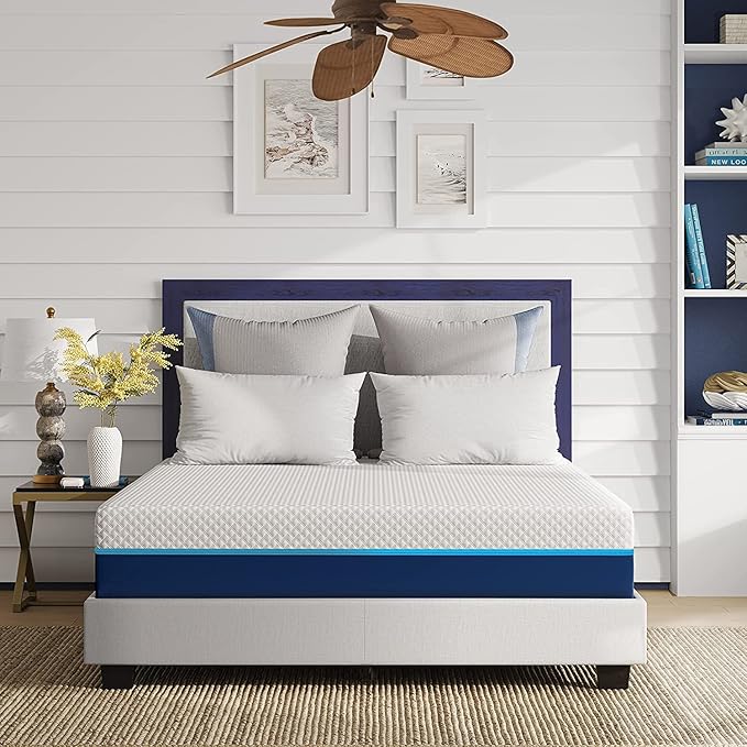 Nautica Home 12" Revitalize Innerspring Hybrid Mattress Quilted Memory Foam Cover: High Density Comfort Latex Foam Layer with Bonnell Support Coil Springs Base, Size Full,White