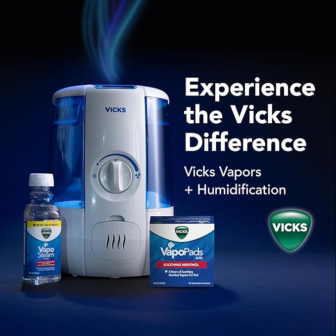 Vicks CoolRelief Cool Mist Humidifier Small to Medium Room Vaporizer for Baby, Kids, Adults, 1.2 Gal