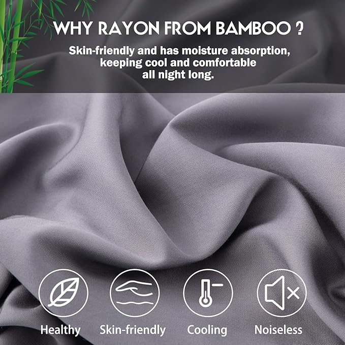 Pillowcases Queen Size 2 Pack, Cooling Viscose from Bamboo Pillow Cases with Envelope Closure, Cool & Breathable Pillow Cover for Hot Sleepers and Night Sweats, 20" x 30"
