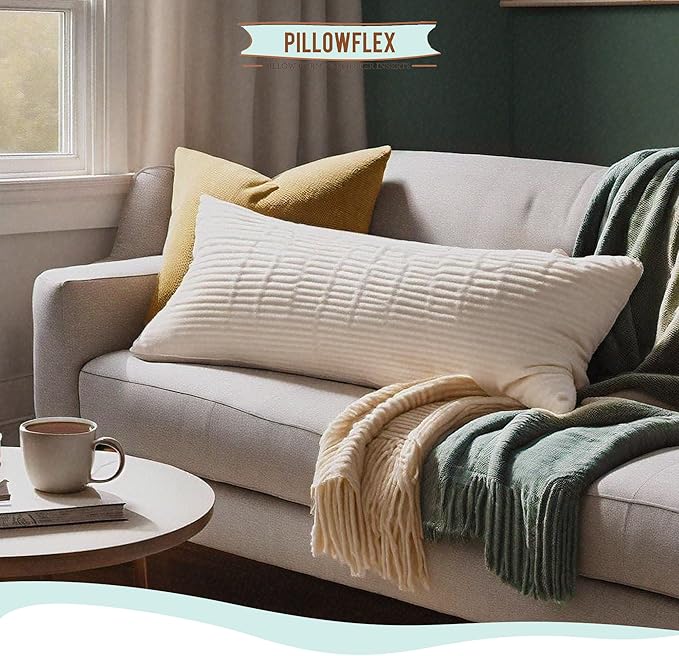 Pillowflex Synthetic Down Pillow Insert - 14x24 Down Alternative Pillow, Ultra Soft, Large Rectangle, Lumbar, Travel, Neck, Sleeping Pillow - 1 Decorative Pillow Form