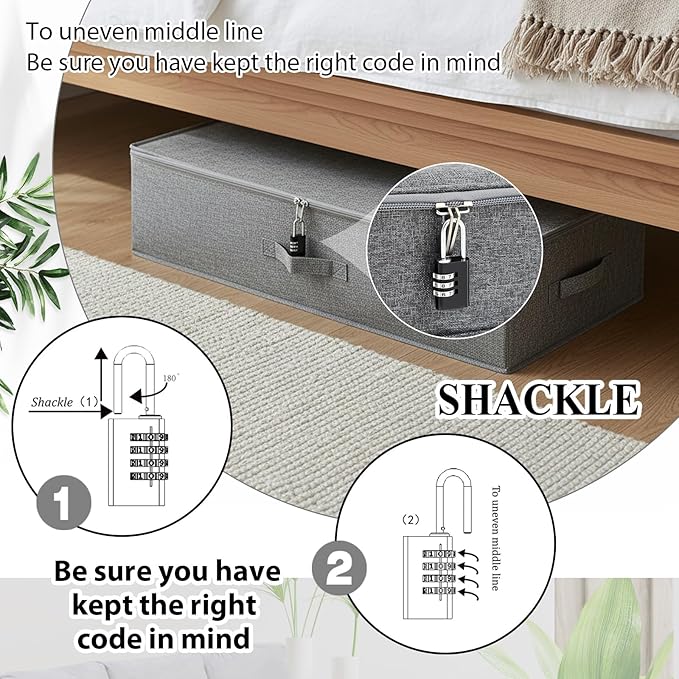 Briwooody 29.9 x 15 x 6.7 Inch Large Discreet Lockable Personal Item Storage Bag Under Bed Storage Box Organizer with Zipper Lid Underbed Clothes Shoe Container for Dorm and Home(Gray)
