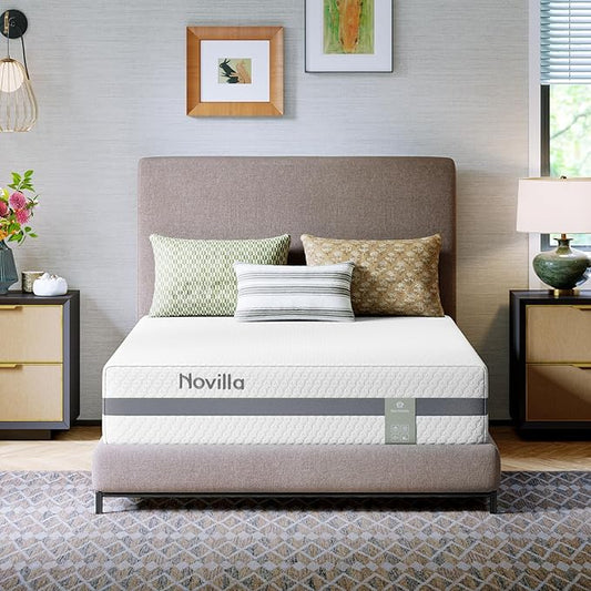 Novilla King Mattress, 10 Inch NanoGEL™ Memory Foam King Mattress for Cool Rest, Upgraded Dual-Support for Spinal Alignment & Long-Lasting Durability, Medium Firm Bed Mattresses with Breathable Cover