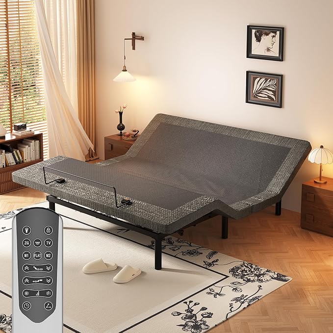 MULIN Queen Size Smart Bed Frame, Home Furnishing Adjustable Base with Independent Head Foot Raise, Preset Positions, 2 USB Chargers, Under-Bed Storage