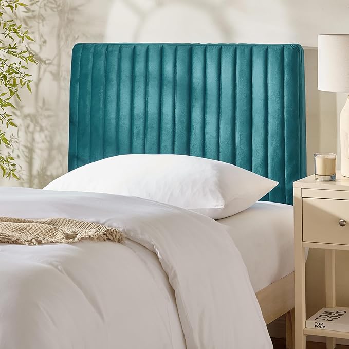 Hearth & Harbor Twin Headboard Only, Floating Wall Mounted Headboard Twin Size, Easy Assemble Upholstered Peel and Stick Headboards, 3D Soundproof Bed Wall Panels, Velvet Stick on Headboards, Teal