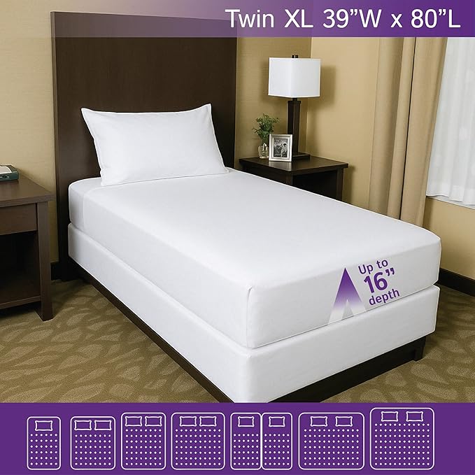 Twin Extra Long (XL) Waterproof Mattress Protector - Fitted Sheet Style - Hypoallergenic Premium Quality Cover Protects Against Dust